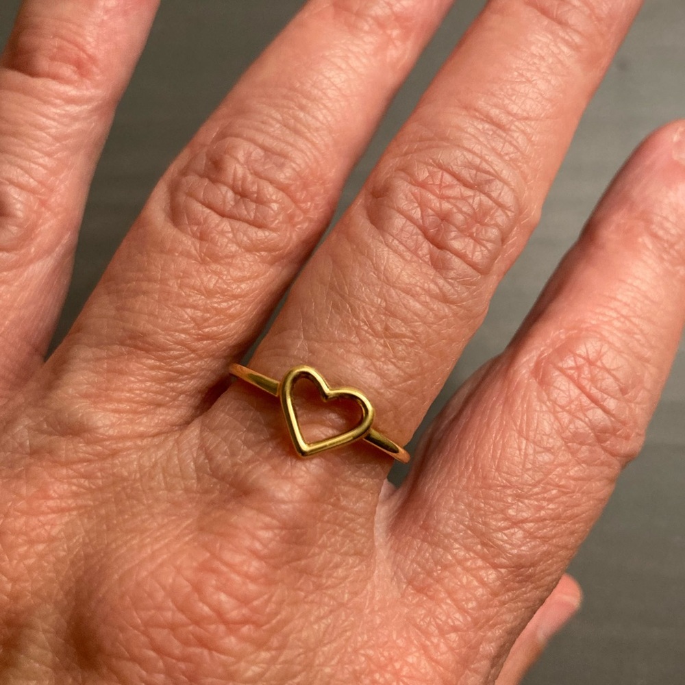 Gold plated over sterling silver 925 open heart ring - size 6